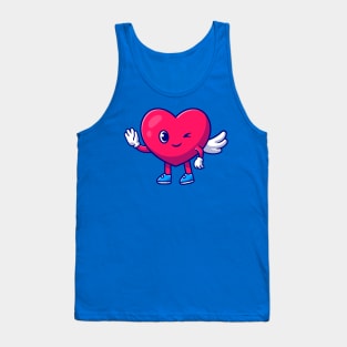 Cute Heart Angel Love Waving Hand Cartoon Tank Top